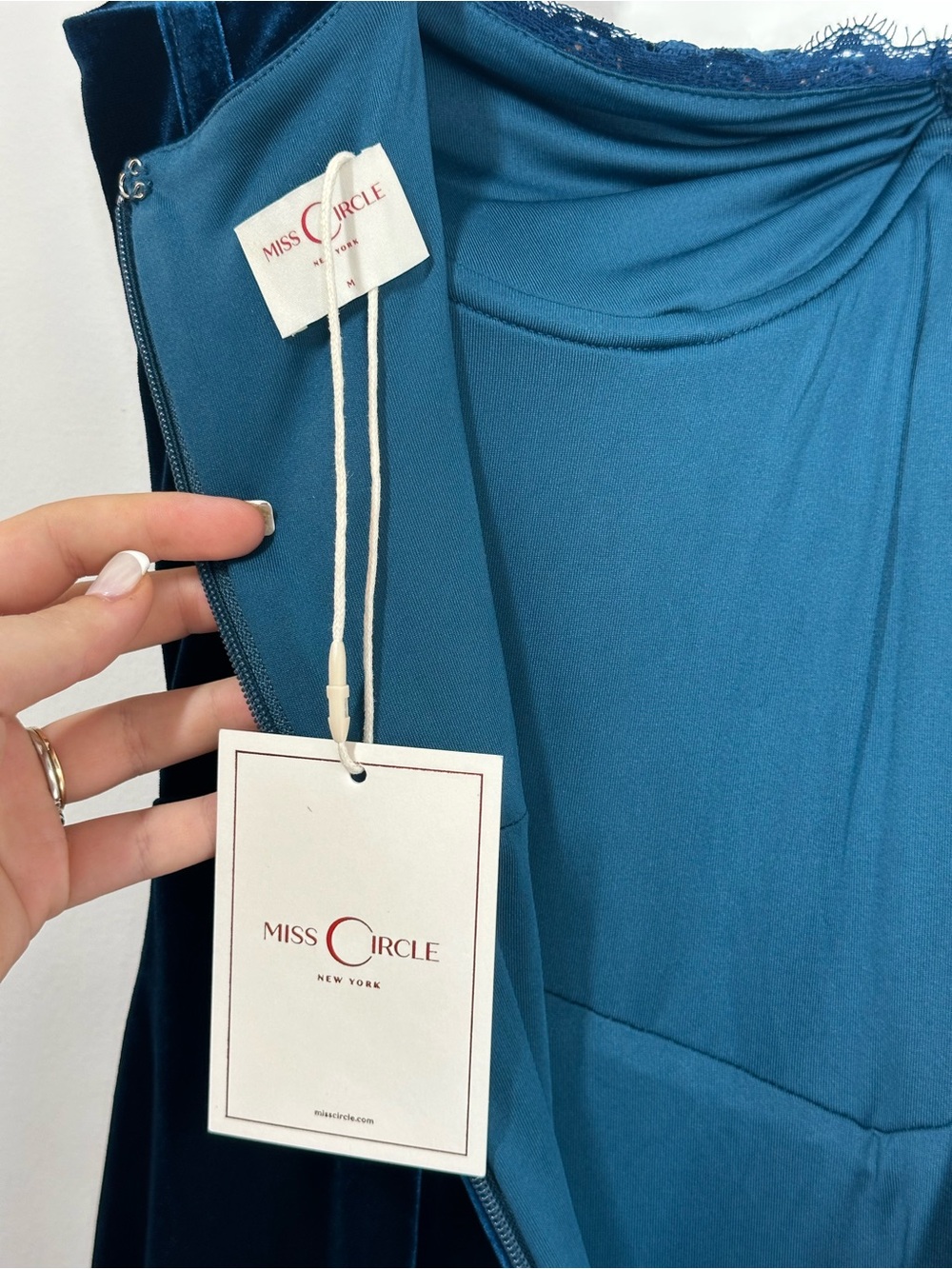 Miss Circle Odilia Teal Velvet Corset Maxi Dress - Women's Medium, NWT - Picture 7 of 7